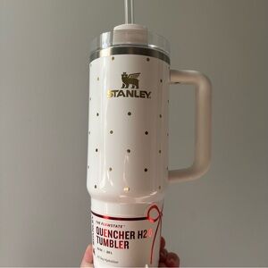 Stanley 30 oz. Special edition frost polka dot white and Gold Quencher Tumbler